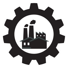 silhouette of a factory, vector icon, factory logo, industrial facility.