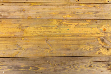 Old wooden boards painted with yellow paint. Background