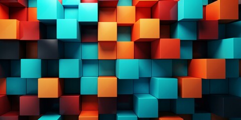 geometric colorful 3d shape pattern background - obrazy, fototapety, plakaty