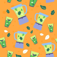 Making smoothie from vegetables, seamless print