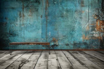 Distressed azure cement wall backdrop. Generative AI