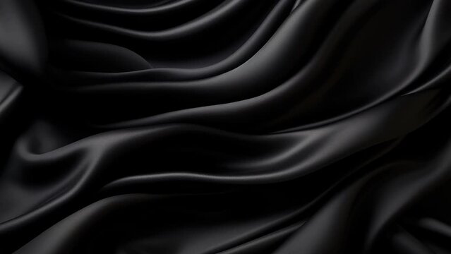 Waving Black Silk Fabric Background