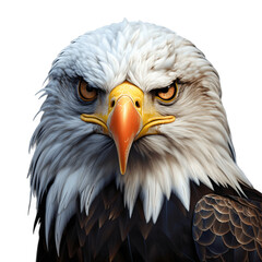 Obraz premium Portrait of an American bald eagle on transparent background