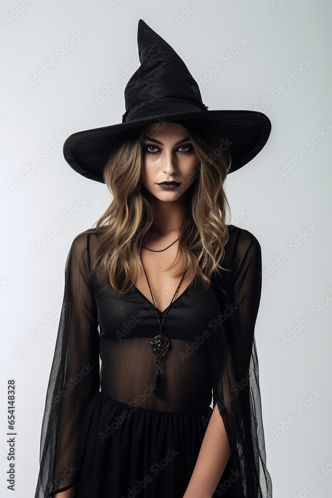 Wall mural mystery woman wear witch costume for halloween