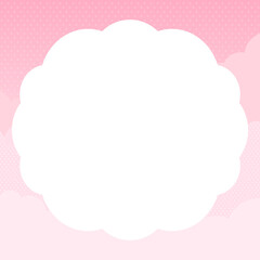 ピンク色の雲・空　フレーム・背景素材（正方形）