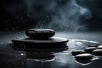 Deurstickers zen stones in water © Patrick