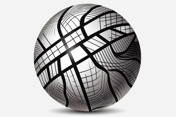 Modern basketball design with sharp black lines on a white ball, appealing to sports lovers. Generative AI