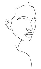 The face is a line. Portrait by line. Drawing of a woman.