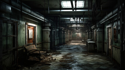 Fototapeta premium Ominous realm of a Haunted Hospital, eerie and unsettling