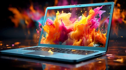 Foto op Canvas A conceptual design depicting the nature of a colorful laptop from one of the most creative graphic designers © M6G