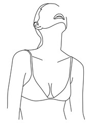 Fototapeta premium Female figure. Linear drawing, a linear drawing of a beautiful female body