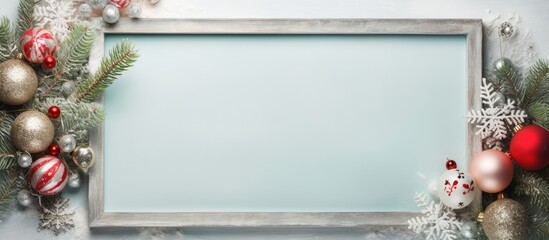 Old fashioned holiday present in immediate picture frame isolated pastel background Copy space