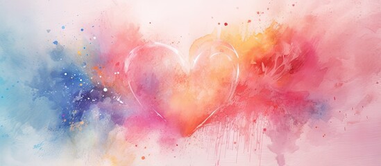 Painting of a heart depicting love isolated pastel background Copy space - obrazy, fototapety, plakaty