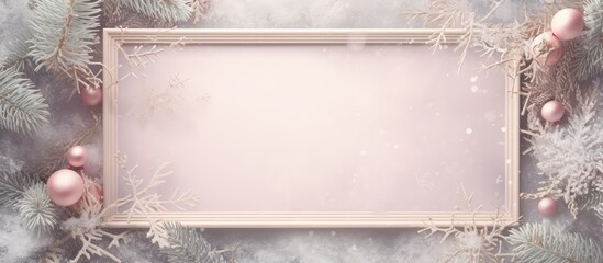 Old fashioned holiday present in immediate picture frame isolated pastel background Copy space - obrazy, fototapety, plakaty