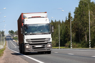 Truck on the track in the summer