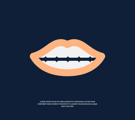 mouth and teeth flat design logo