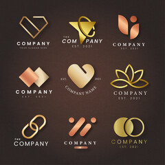 Luxury business logo set rose gold icon design.