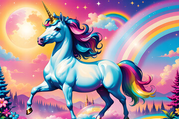 Obraz na płótnie Canvas A colorful illustration of a unicorn