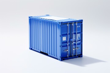 blue container on white background with shipping boxes. Generative AI