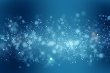 Abstract bokeh lights on blue background with sparkle. Snowy holiday card illustration with place for text. Generative AI