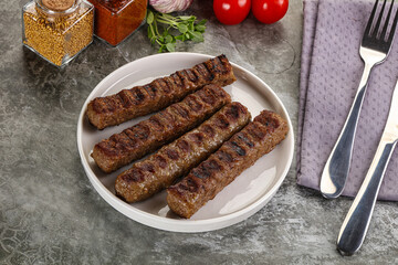 Grilled beef kebab minced meat
