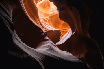 Sandstone erosion cave with natural stone formation in Antelope Canyon, featuring a surreal texture background. Generative AI - obrazy, fototapety, plakaty