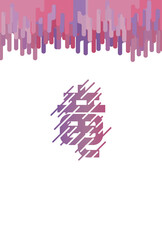 ストライプを組み合わせた竜の文字、液体が垂れるような背景の年賀状イラスト（賀詞・添え書きあり）