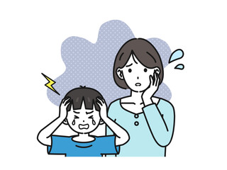 癇癪を起し泣き叫ぶ息子に困る母親