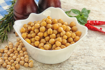 Boiled chickpea in the bowl