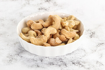 Cashew nuts heap in the bowl