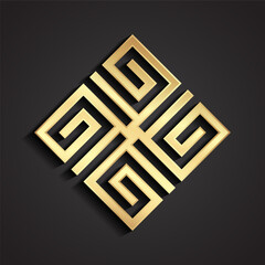 3d golden geometric linear shape logo design