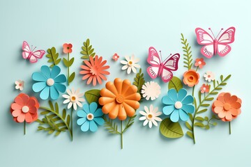 Creative cutout flower banner with a spring theme. Generative AI