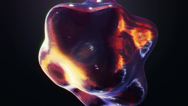 3D Abstract Blob, Sphere, Morphing Shape, Colorful Reflections, Seamless Loop