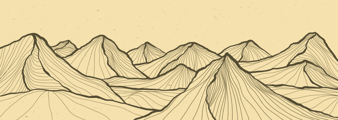 Hand drawn Mountain line arts illustration. Abstract mountain contemporary aesthetic backgrounds landscapes. use for print art, poster, cover, banner - obrazy, fototapety, plakaty