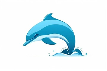 Minimalist dolphin logo with a cartoonish, flat illustration on a white background. Generative AI