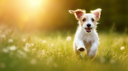 Spring summer concept playful happy pet dog puppy