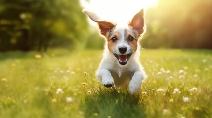 Spring summer concept playful happy pet dog puppy
