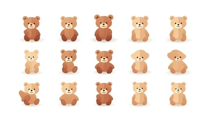 Teddy Bear Icon Brown Teddy Bear Toy Set