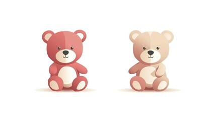 Obraz na płótnie Canvas Teddy Bears Cute stuffed Toy Red and beige bears