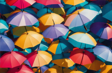 colorful umbrellas pattern background