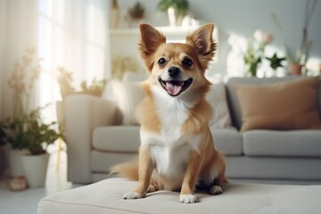 Photo of Dog in Modern living room interior.