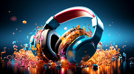 Abstract headphones from the future with a solid background - obrazy, fototapety, plakaty