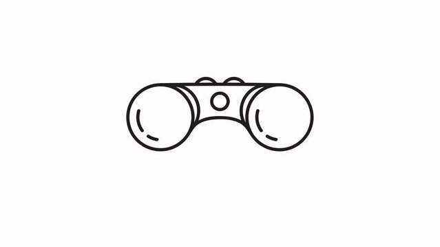 Binoculars icon isolated on white background. Find software sign. Spy equipment symbol. 4K Video motion graphic animation .