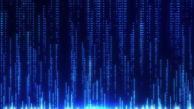 Digital background with a bright stream of particles. Big data flow, connection visualization at high speed. Futuristic or technological cyber background. Seamless loop