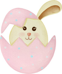 rabbit cute cartoon easter Watercolor PNG paper texture
