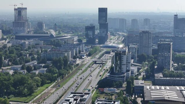 Katowice Aerial View. Modern city center of Katowice, Upper Silesia. Poland.