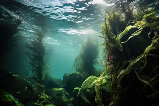seaweed swaying with ocean current