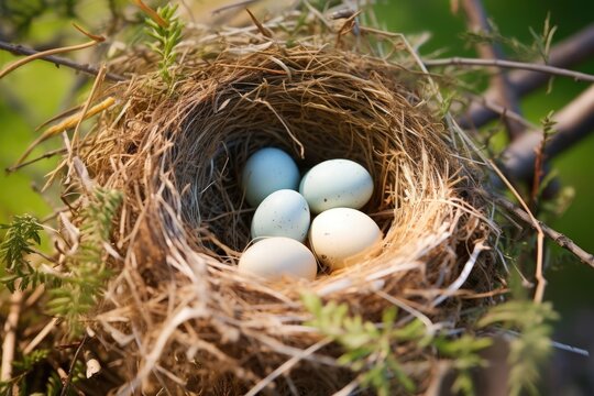 close-up of an unfertilized birds nest