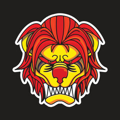 mascot sticker tiger vector pop art illustration