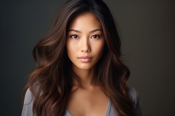 Obraz premium Closeup Portrait Of Young Asian Model With Copyspace